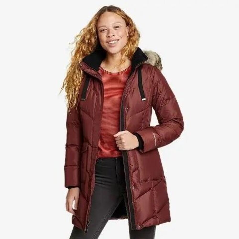 Eddie Bauer Women's Lodge Cascadian Down Parka In Burnt Orange Size M